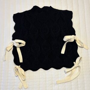 77 Mable Anthropologie Women's Black Knit Tie On Side Sweater Mock Neck